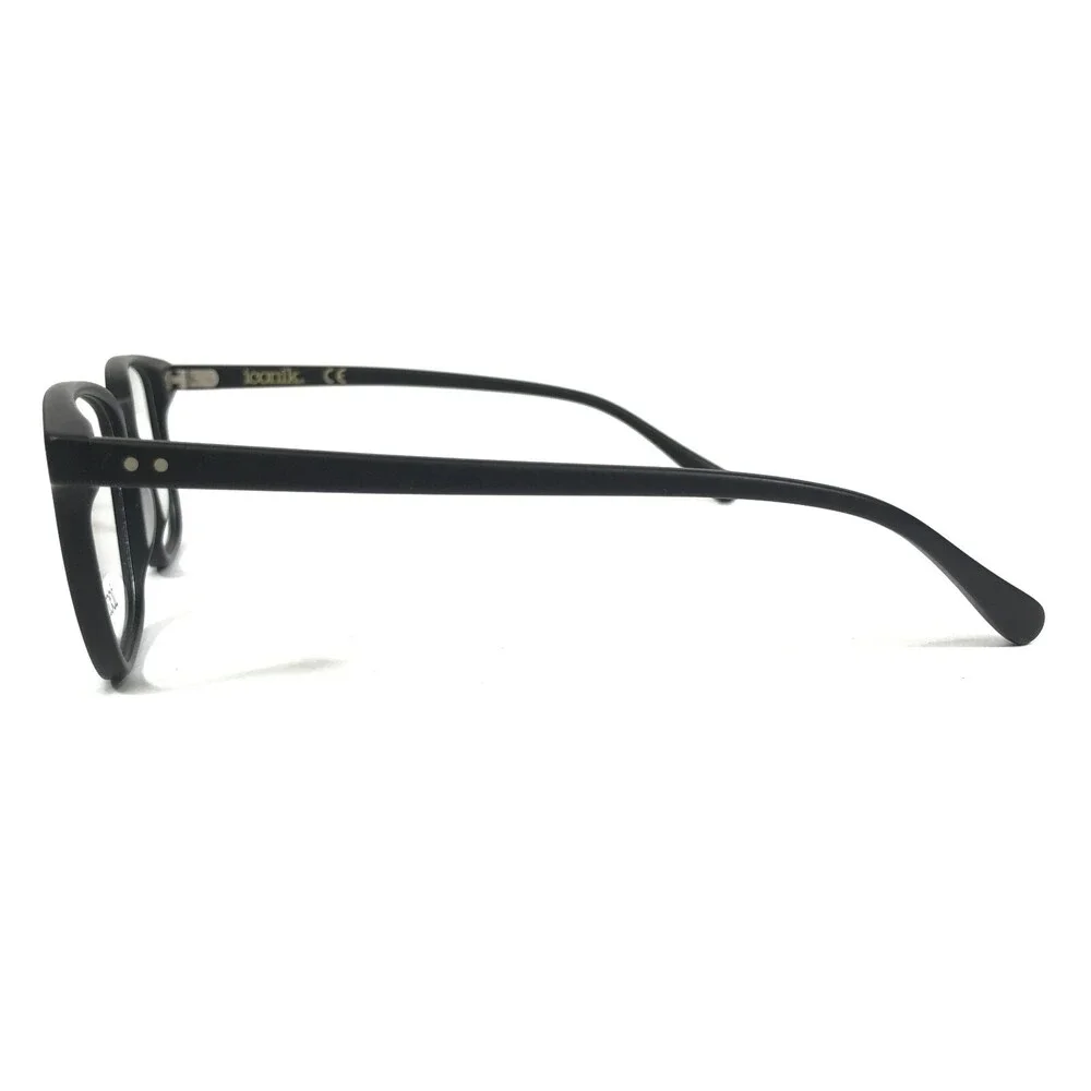 Iconik Eyeglasses Frames Harrison C02 Black Square Horn Rim 51-18-145